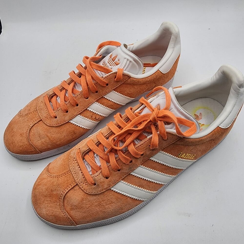 Adidas Gazelle Orange White Suede Sneakers WOMEN'S Size 9 CQ0739 Low Top Shoes